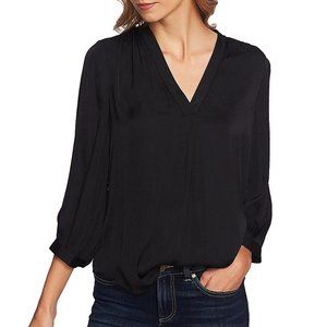 Vince Camuto Blouse Size XL 3/4 Sleeve Rumple Black